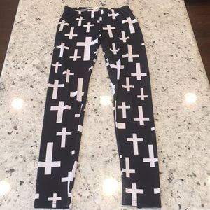 Stylish Black and White Cross Leggings